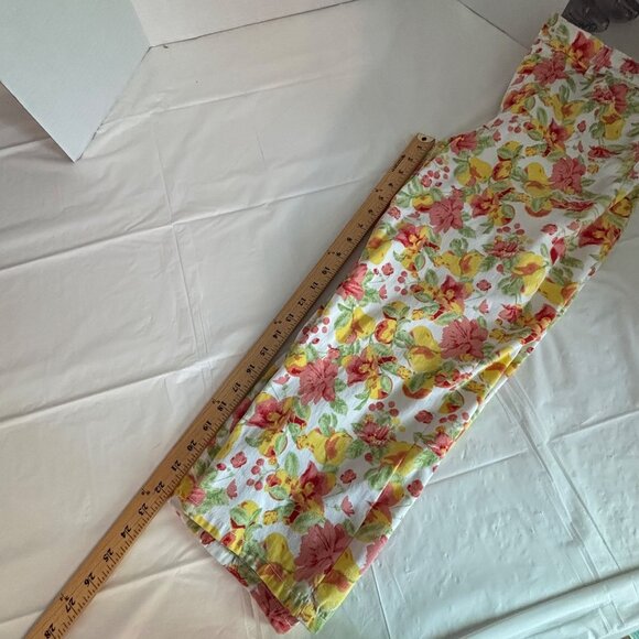 Charter Club Womens Floral Capri Pants Size 10 White/Yellow/Pink Cotton/Spandex - Picture 8 of 8